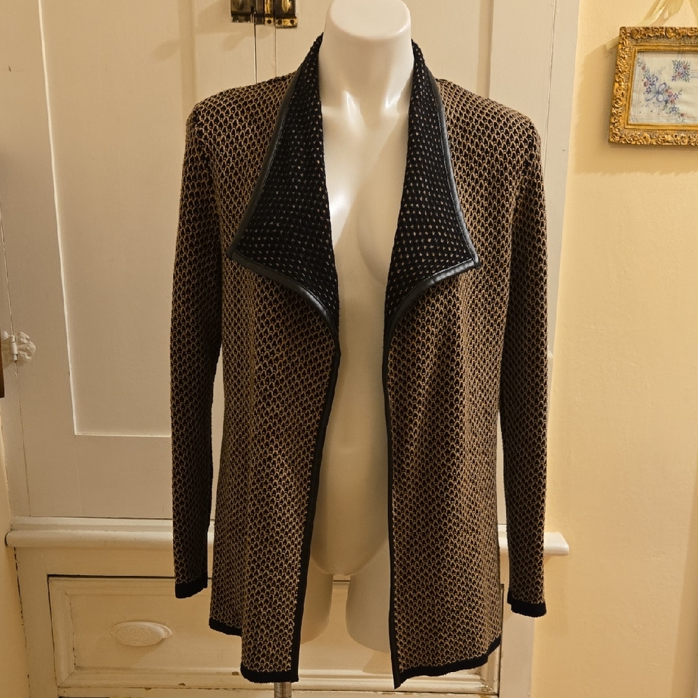 JM Collection brown and black cardigan Sz S